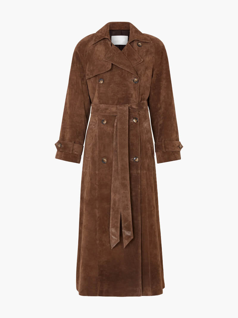 Alda™ - Suede Leather Trench Coat